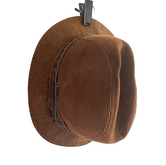 BILTMORE vintage brown corduroy fedora hat brown - Picture 9 of 12